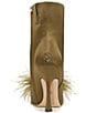 Color:Olive - Image 3 - Ency Satin Feather Detail Stiletto Booties