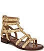 Color:Goldmine - Image 1 - Estella Leather Strappy Gladiator Studded Thong Sandals