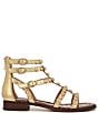 Color:Goldmine - Image 2 - Estella Leather Strappy Gladiator Studded Thong Sandals