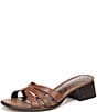 Sam Edelman Farrin Leather and Raffia Double E Logo Slide Sandals - Image 6