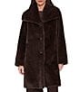 Sam Edelman Faux Fur Teddy Wing Collar Single Breasted Trench Coat - Image 6