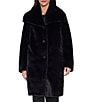 Sam Edelman Faux Fur Teddy Wing Collar Single Breasted Trench Coat - Image 1