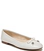 Color:Bright White - Image 1 - Felicia Luxe Leather Bow Detail Ballet Flats