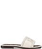 Color:Ivory - Image 2 - Fitz Leather and Beaded Double E Flat Slide Sandals