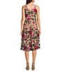 Color:Blush Multi - Image 2 - Floral Embroidered V-Neck Sleeveless Midi A-Line Dress