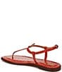 Color:Terra Orange - Image 4 - Gigi Crocodile Embossed Flat T-Strap Thong Sandals