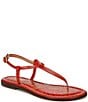 Color:Terra Orange - Image 1 - Gigi Crocodile Embossed Flat T-Strap Thong Sandals