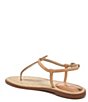 Color:Natural - Image 4 - Gigi Leather Flat T-Strap Sandals