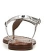 Color:Silver - Image 3 - Gigi Leather T-Strap Flat Thong Sandals