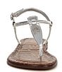 Color:Silver - Image 6 - Gigi Leather T-Strap Flat Thong Sandals