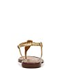Color:Amber Gold - Image 3 - Gigi Metallic Leather Flat T-Strap Sandals