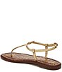 Color:Amber Gold - Image 4 - Gigi Metallic Leather Flat T-Strap Sandals