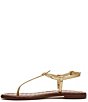 Color:Amber Gold - Image 5 - Gigi Metallic Leather Flat T-Strap Sandals