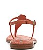 Color:Terracotta Pink - Image 3 - Gigi Signet Leather T-Strap Flat Sandals