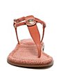 Color:Terracotta Pink - Image 6 - Gigi Signet Leather T-Strap Flat Sandals