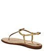 Color:Gold - Image 4 - Gigi Signet Metallic Leather T-Strap Flat Sandals