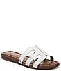 Color:Bright White - Image 1 - Girls' Bay Leather Flat Slide Sandals (Youth)