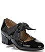 Color:Black - Image 1 - Girls' Teddy Patent Covered Bow Heels (Youth)