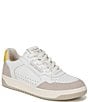 Color:White/Sunflower - Image 1 - Harper Leather and Suede Low-Top Retro Skater Sneakers