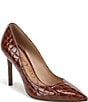Sam Edelman Hazel Crocodile Print Patent Leather Pointed Toe Pumps - Image 1