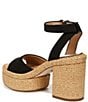 Color:Black - Image 4 - Immie Linen Ankle Strap Raffia Platform Sandals