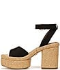 Color:Black - Image 5 - Immie Linen Ankle Strap Raffia Platform Sandals