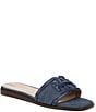 Color:Blue Stone/Hudson Blue - Image 1 - Irina Denim Double E Square Toe Flat Slide Sandals