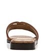 Color:Rich Cognac/Cuoio - Image 3 - Irina Leather and Basket Weave Double E Square Toe Flat Slide Sandals