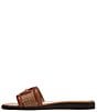 Color:Rich Cognac/Cuoio - Image 5 - Irina Leather and Basket Weave Double E Square Toe Flat Slide Sandals