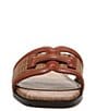 Color:Rich Cognac/Cuoio - Image 6 - Irina Leather and Basket Weave Double E Square Toe Flat Slide Sandals