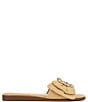 Color:Desert Sun - Image 2 - Ivana Linen Buckle Detail Square Toe Flat Slide Sandals