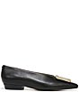 Color:Black - Image 2 - Janina Pointed Toe Leather Embellishment Buckle Flats
