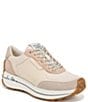 Color:Ivory/Limestone/Soft Rose - Image 1 - Jayce Mesh and Suede Lace-Up Retro Sneakers
