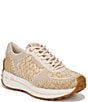 Color:Warm Sand/Dark Natural - Image 1 - Jianna Raffia and Suede Lace-Up Retro Sneakers