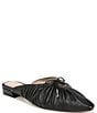 Color:Black - Image 1 - Julia Leather Ruched Pointed Toe Bow Detail Mules