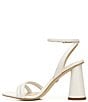 Color:Bright White - Image 5 - Kia Leather Sculptural Heel Ankle Strap Sandals