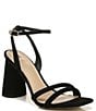 Color:Black Suede - Image 1 - Kia Suede Sculptural Heel Ankle Strap Sandals