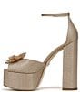Color:Blush - Image 5 - Kori Flora Raffia Ankle Strap Flower Platform Dress Sandals