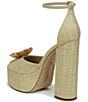 Color:Pistachio - Image 4 - Kori Flora Raffia Ankle Strap Flower Platform Dress Sandals