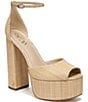 Color:Beechwood - Image 1 - Kori Raffia Ankle Strap Platform Dress Sandals