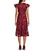 Sam Edelman Leafy Embroidered Mesh V-Neck Flutter Sleeve Midi Dress, Color:Bordeaux - Image 2