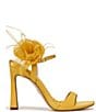 Color:Sunflower - Image 2 - Leana Satin Floral and Feather Detail Dress Sandals