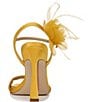 Color:Sunflower - Image 3 - Leana Satin Floral and Feather Detail Dress Sandals