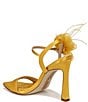 Color:Sunflower - Image 4 - Leana Satin Floral and Feather Detail Dress Sandals