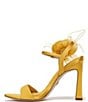 Color:Sunflower - Image 5 - Leana Satin Floral and Feather Detail Dress Sandals