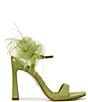 Color:Tropic Green - Image 2 - Leana Satin Floral and Feather Detail Dress Sandals