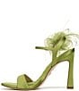 Color:Tropic Green - Image 5 - Leana Satin Floral and Feather Detail Dress Sandals
