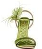 Color:Tropic Green - Image 6 - Leana Satin Floral and Feather Detail Dress Sandals