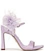 Color:Orchid Blossom - Image 2 - Leana Strappy Silk Floral and Feather Detail Dress Sandals
