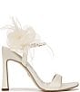 Color:Pearl Ivory - Image 2 - Leana Strappy Silk Floral and Feather Detail Dress Sandals